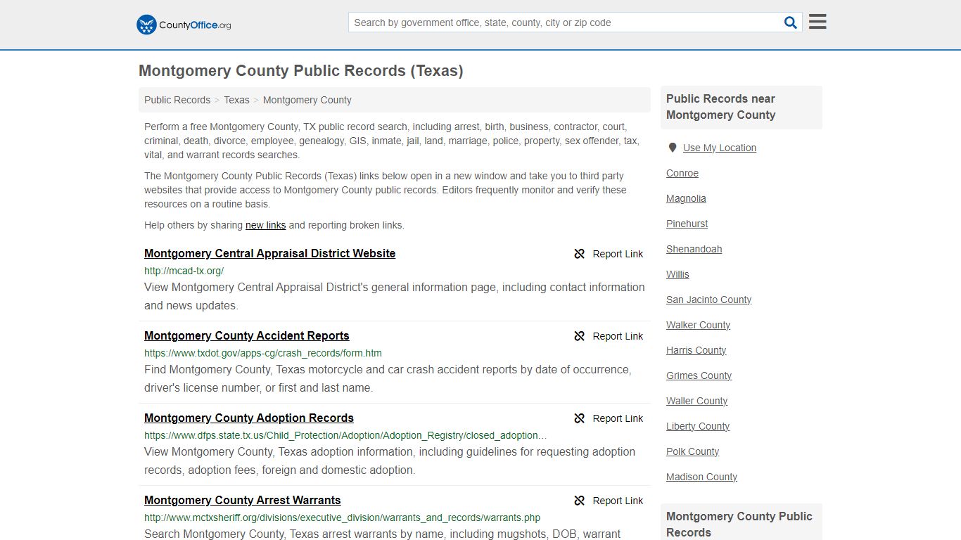 Montgomery County Public Records (Texas) - County Office